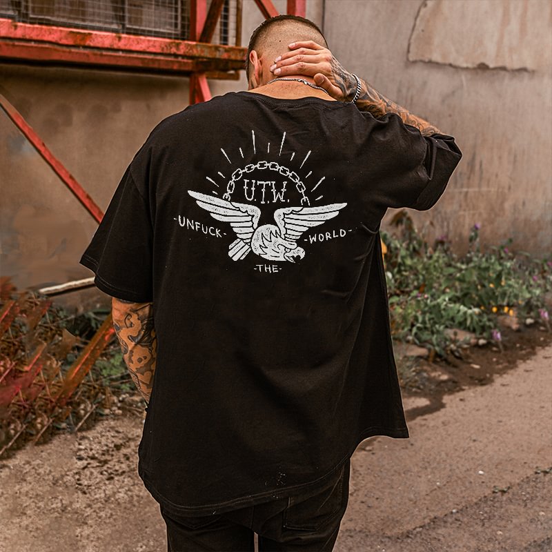 UPRANDY Unfuck The World Printed Men's Casual T-shirt -  UPRANDY