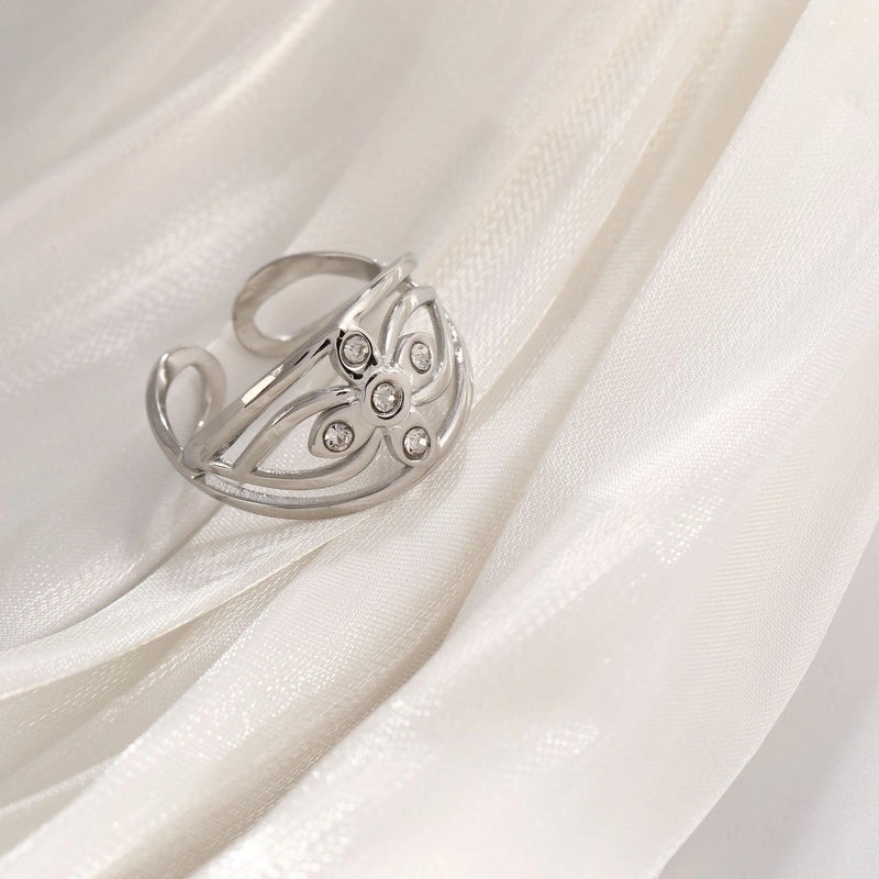 Basic Minimalist Classic Style Irregular Pentagram Lines 304 Stainless Steel Plating Open Rings