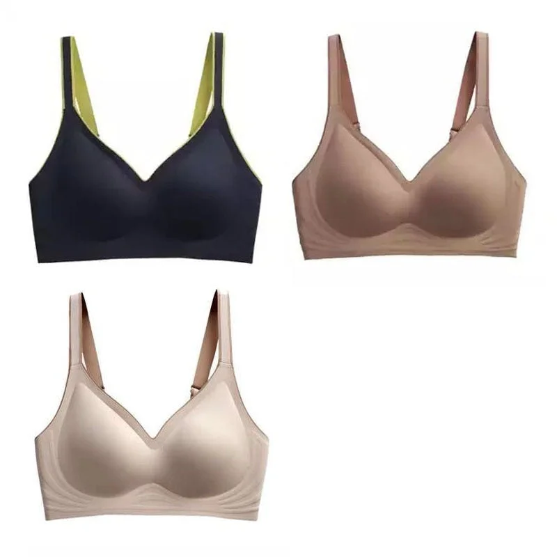 3pcs New Color Contrast Latex Bras For Women Underwear Gradient Strap