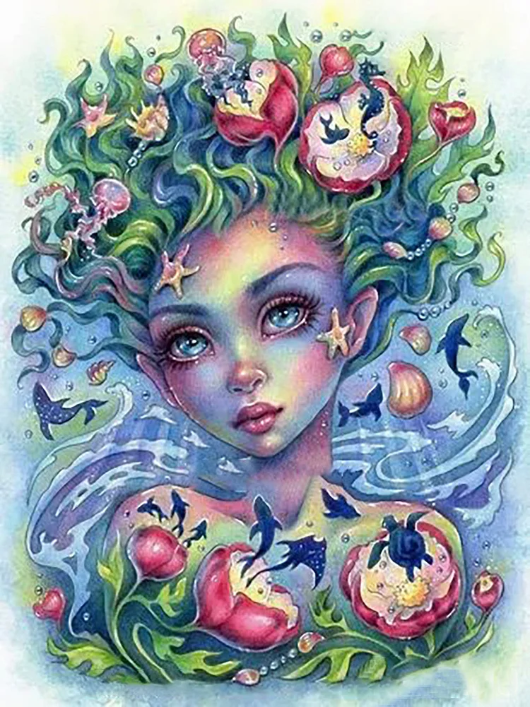 Flowers Fantasy Girl 30*40CM(Canvas) Full Round Drill Diamond Painting gbfke