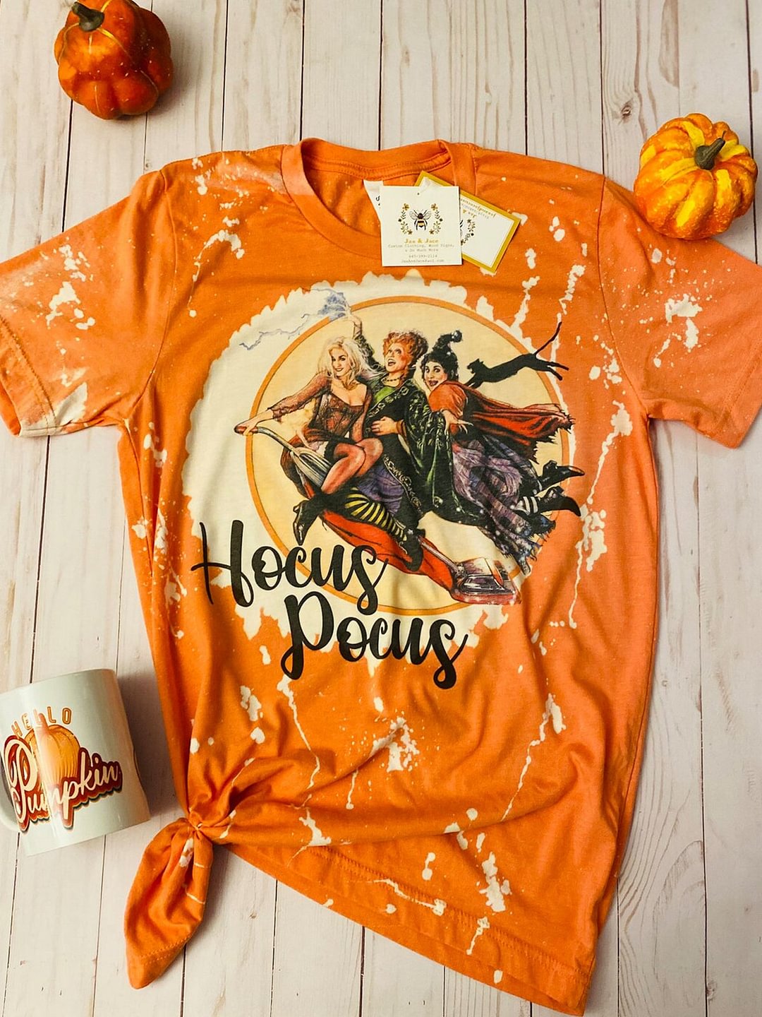 Womens hand Bleached custom Halloween T-shirt