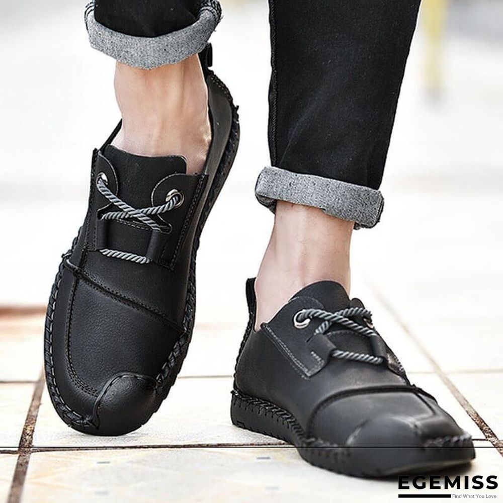 Men's Fashion Business Spliced Laced Casual Leather Shoes | EGEMISS