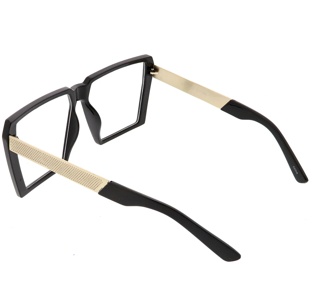 Oversize Modern Chunky Square Eyeglasses Flat Clear Lens 60mm