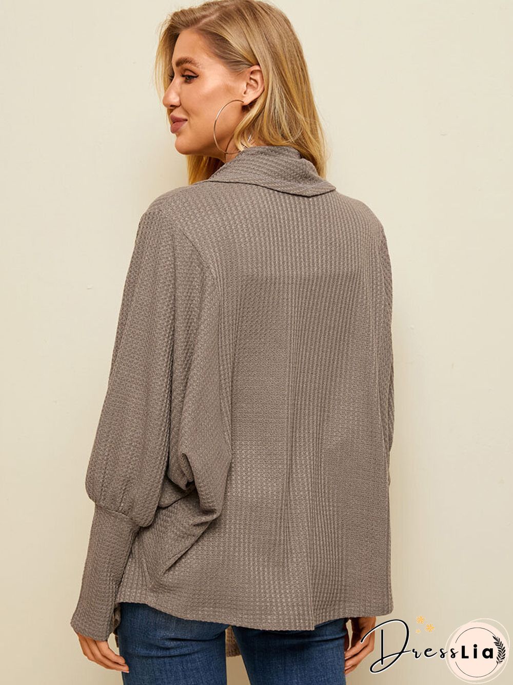 Solid Color Dolman Long Sleeve Loose Casual Cardigan For Women