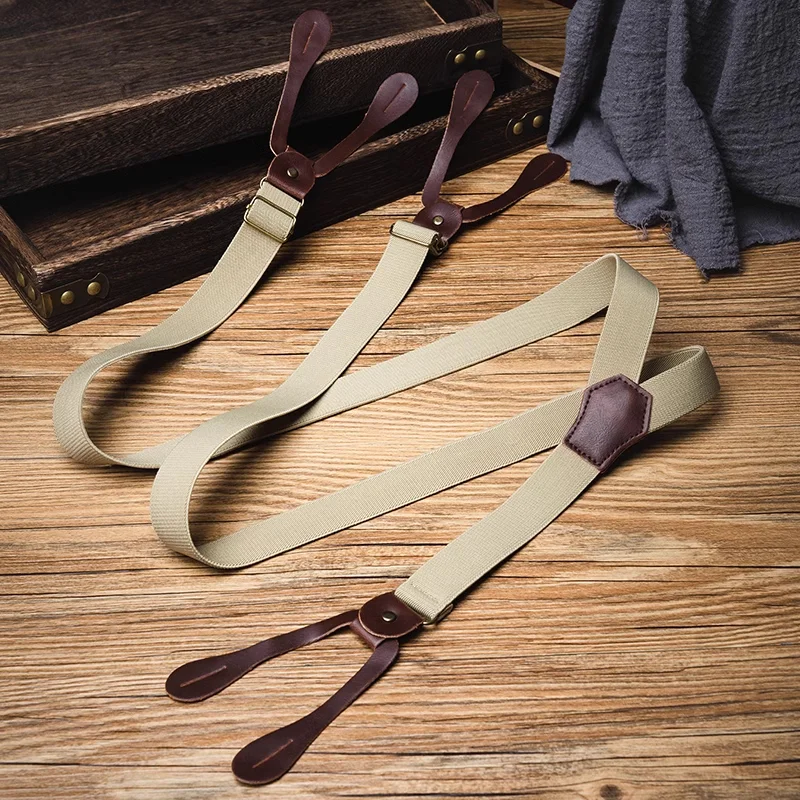 Casual Retro Unisex Y-Button Elastic Suspenders