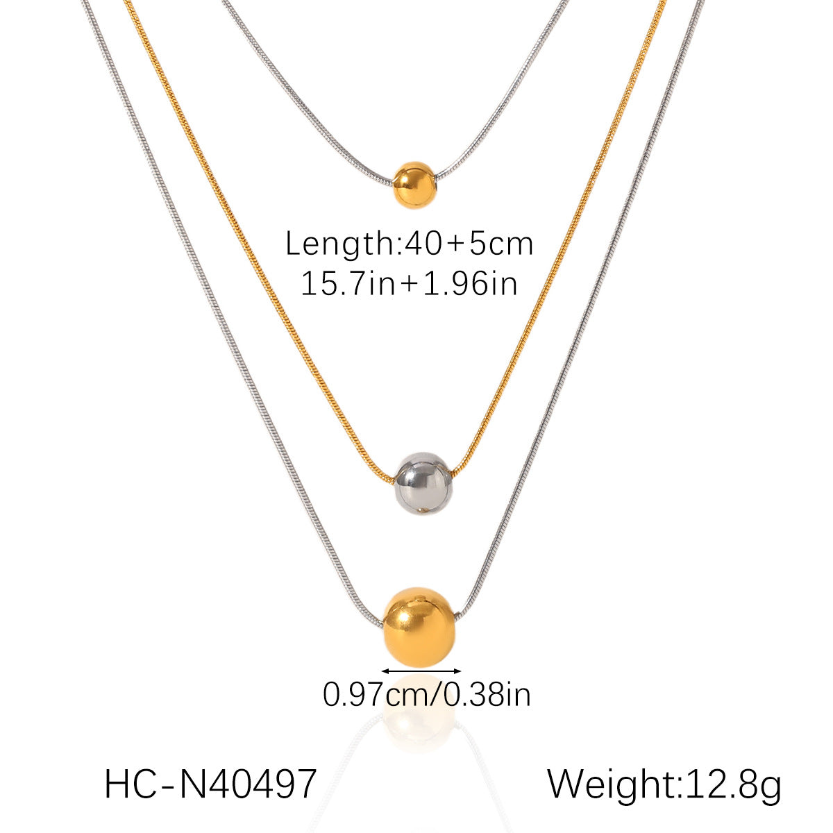 Color Matching Round Bead Necklace Tassel Y Chain 18K Gold Stainless Steel Clavicle Chain Titanium Steel Necklace