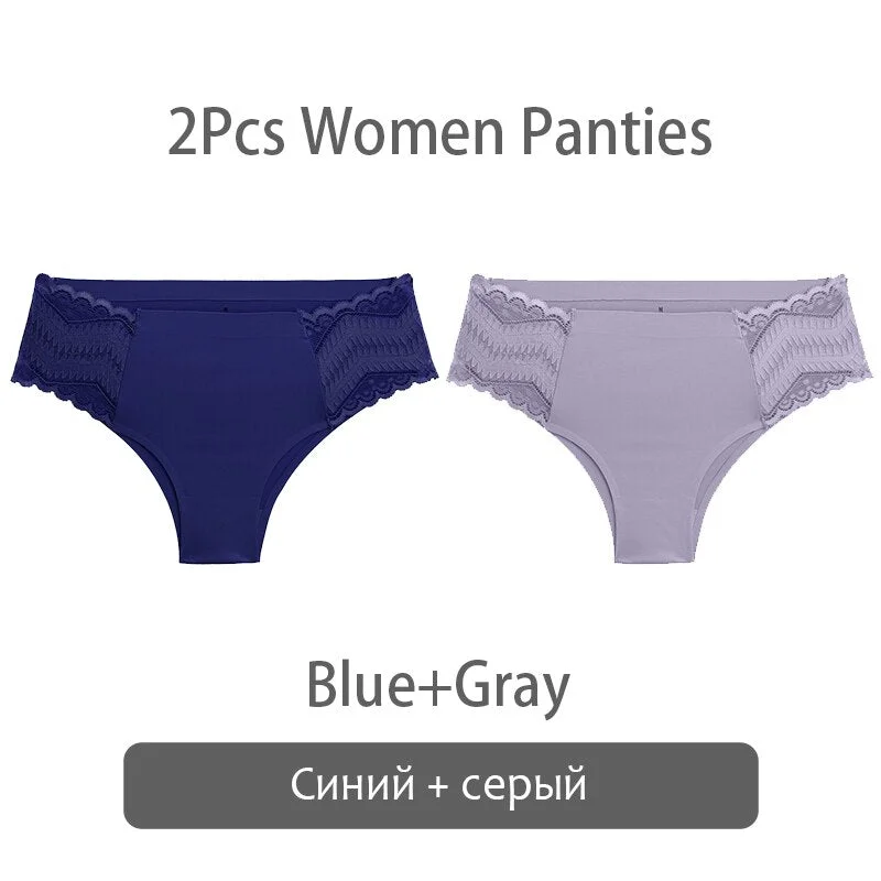 FINETOO Women Patchwork Lace Panties S-XL Seamless Underwear Sexy Low Waist Briefs Comfortable Underpants Ladies Lingerie 2021