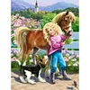 Diamond Painting -DIY Round Drill Blonde Girl Horse Dog