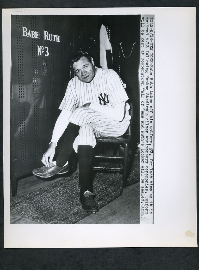 Babe Ruth Day Yankee Stadium 1948 Wire Photo Poster painting Yankees