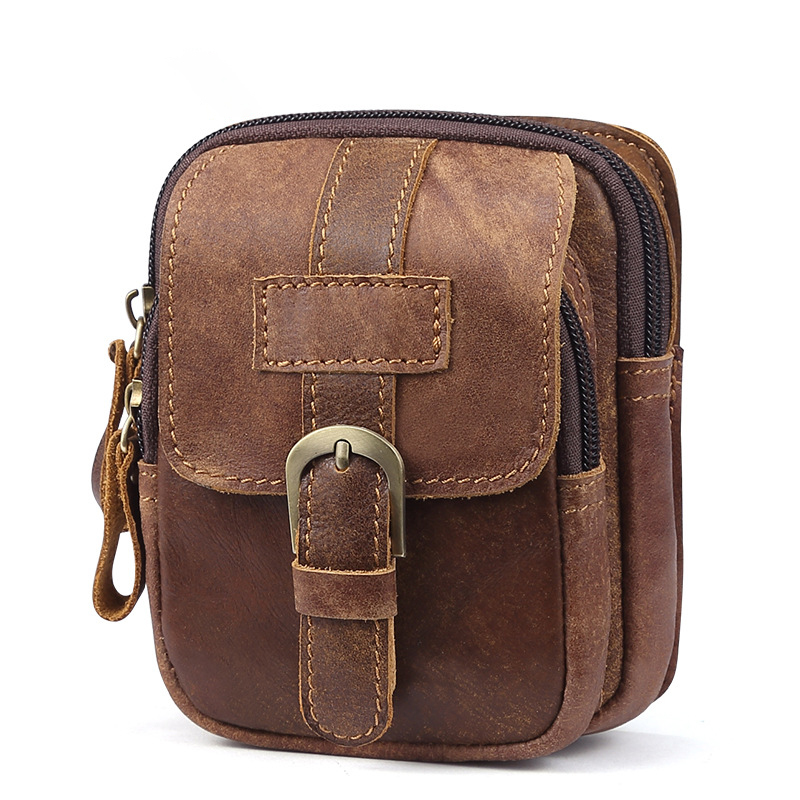 Men's Leather Outdoor Leisure Multifunctional Bag Wearing Belt Mobile Phone Waist Bag