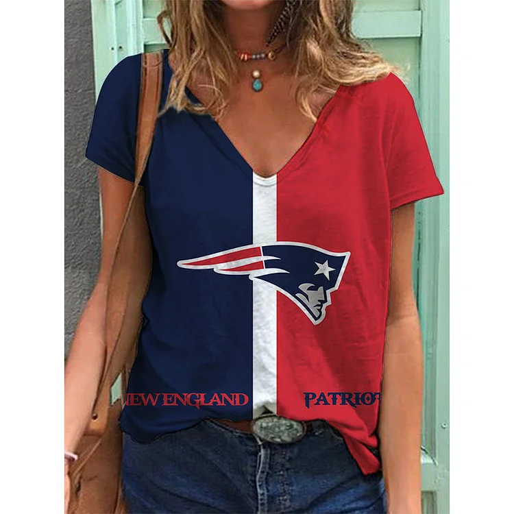 New England Patriots Lightweight Short Sleeve V-Neck T-Shirt
