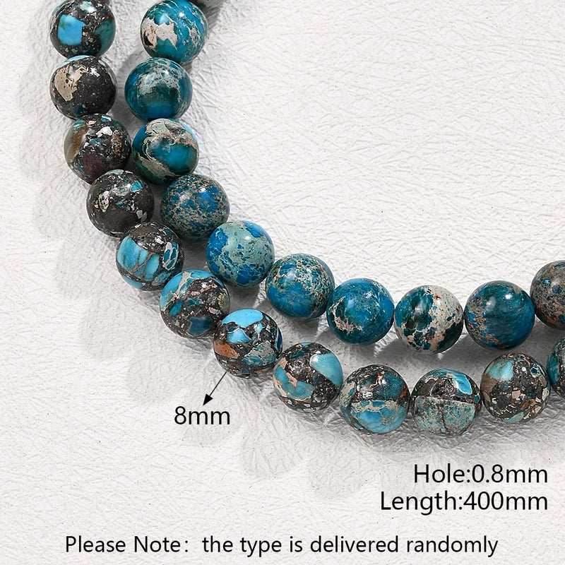 1 Strand/Package 8mm Hole Under 1mm Natural Stone Imperial Jasper Marble Simple Polished Beads