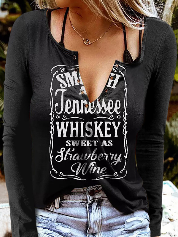 Smooth as Tennessee Whiskey Print Long Sleeve T-shirt