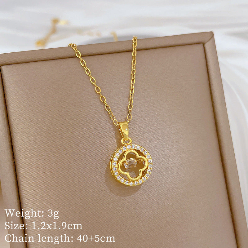 Copper Micro-Inlaid Cross Fashionable And Gorgeous Full Diamond Necklace For Women All-Match Clavicle Chain Titanium Steel