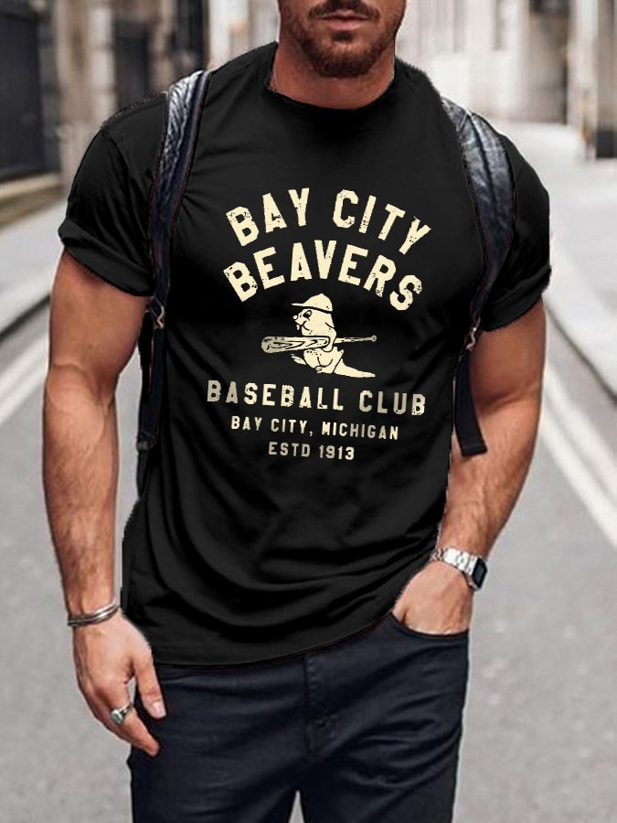 Men&#039;s Vintage Bay City Beavers Print T-Shirt