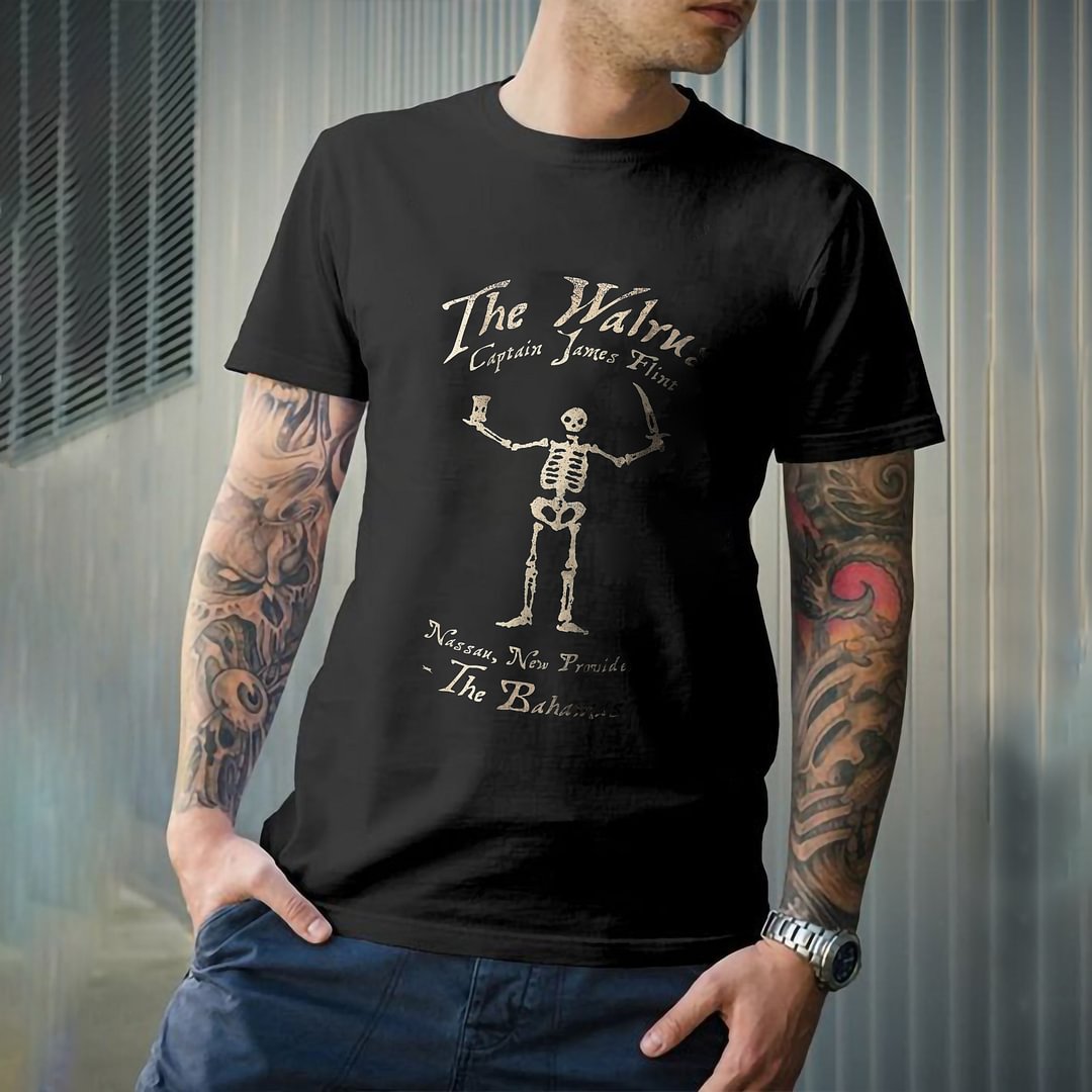 Minnieskull Skeleton Printed Crew Neck Streetwear Basic T-shirt - Minnieskull