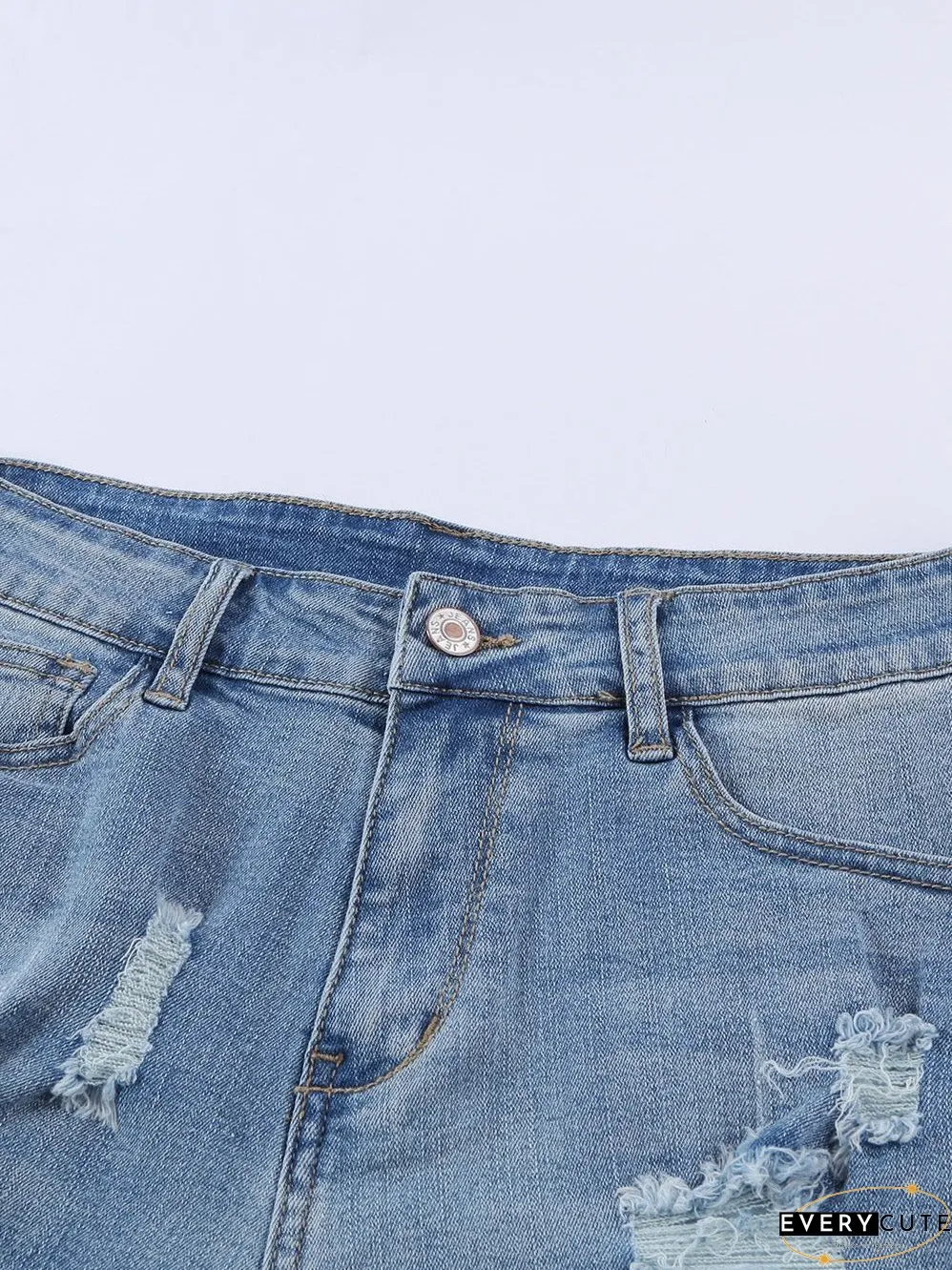 Patriotic Lace-Up Denim Shorts, Distressed