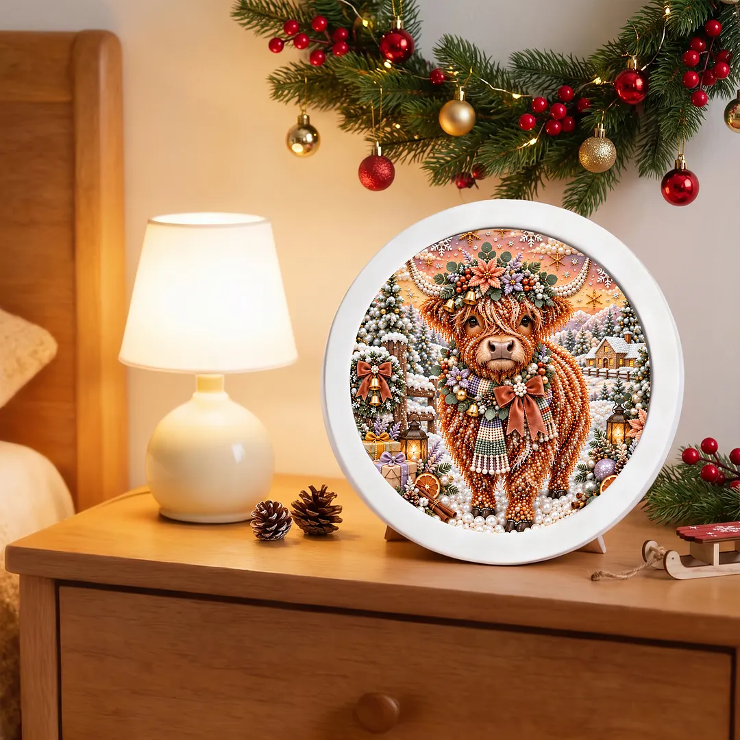 Framed 5D Diamond Painting Kit Scotland Celtic Yak Christmas Round