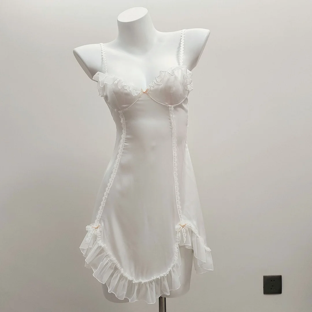 Nigikala Nigikala Ice Silk Pajamas Woman 2025 New Pure Wind Silk With Chest Pad Lace Sling Skirt Home Dress