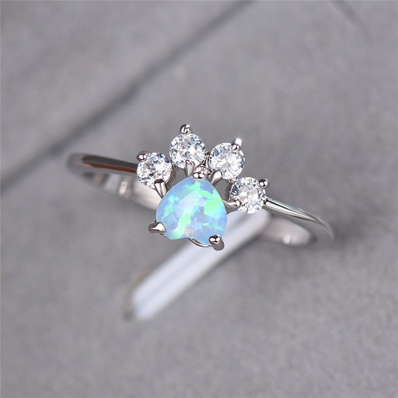 Opal & Crystal Paw Ring