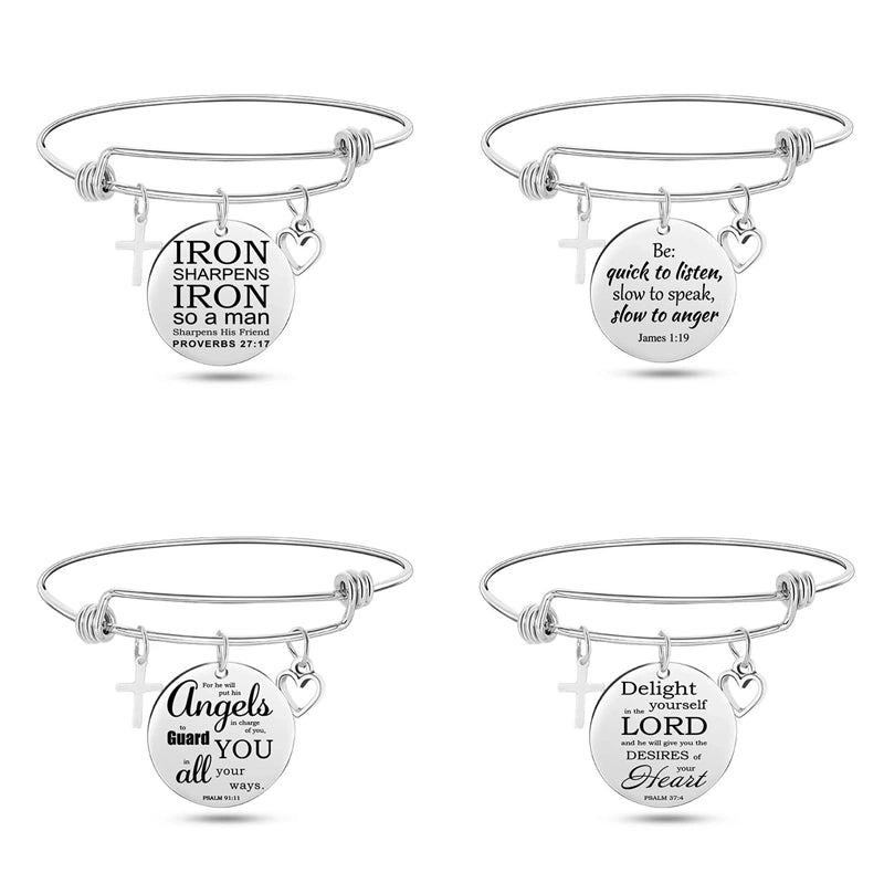 Minimalist Commute Cross Letter Heart Shape 304 Stainless Steel Bangle In Bulk Stainless Steel Bracelets