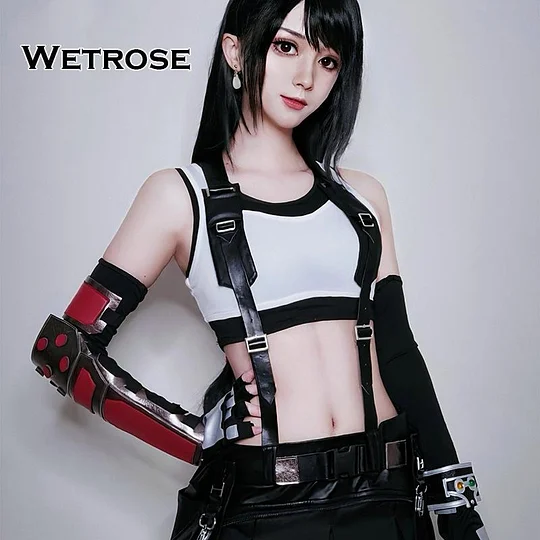 [Wetrose] Final Fantasy Tifa Lockhart SR Cosplay Costume Game Suit Wig Eardrop Full Set