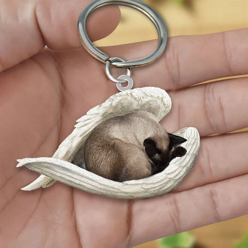 VigorDaily Sleeping Angel Acrylic Keychain Siamese Cat