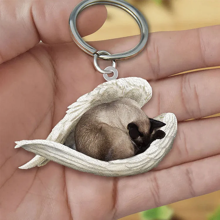 Siamese Cat Sleeping Angel Necklace