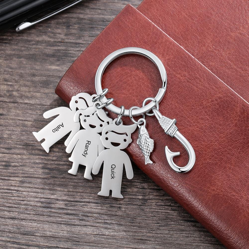 Porte clés Long Cadeau Enfant personnalisé Rouge pois rouge