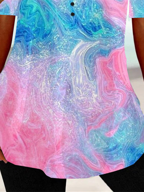 Women Half Sleeve V-neck Solid Color Dress