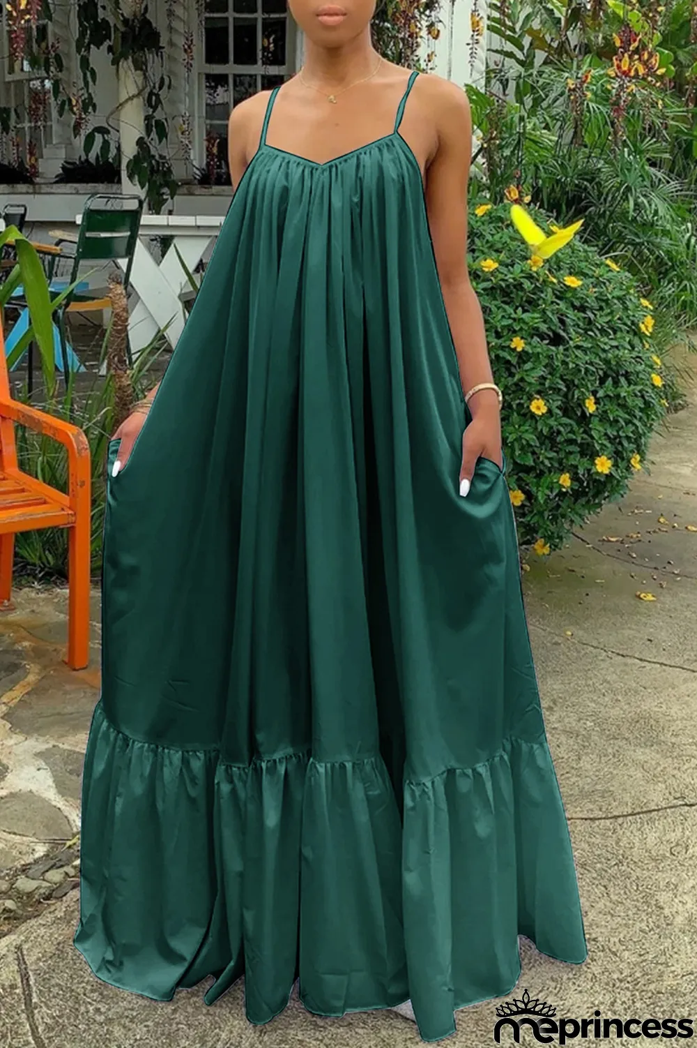 Light Purple Sexy Casual Solid Backless Spaghetti Strap Loose Sling Dress