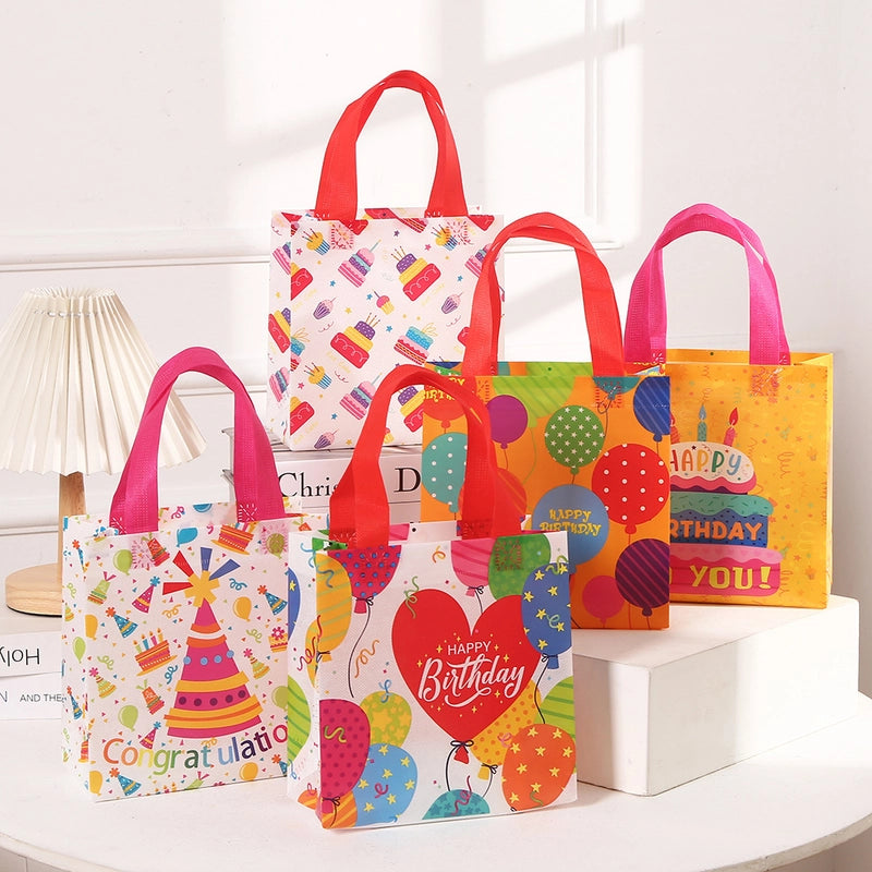 Cartoon Birthday Waterproof Non-woven Gift Bag Happy Birthday Birthday Birthday Birthday Full Moon Return Gift Tote Bag