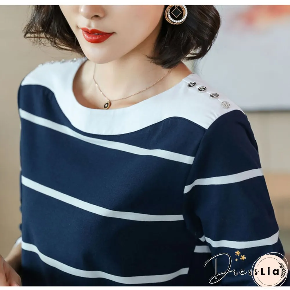 Bobokateer Long Sleeve Striped Shirt Womens Clothes Tee Femme T-Shirt Women Tshirts Mujer