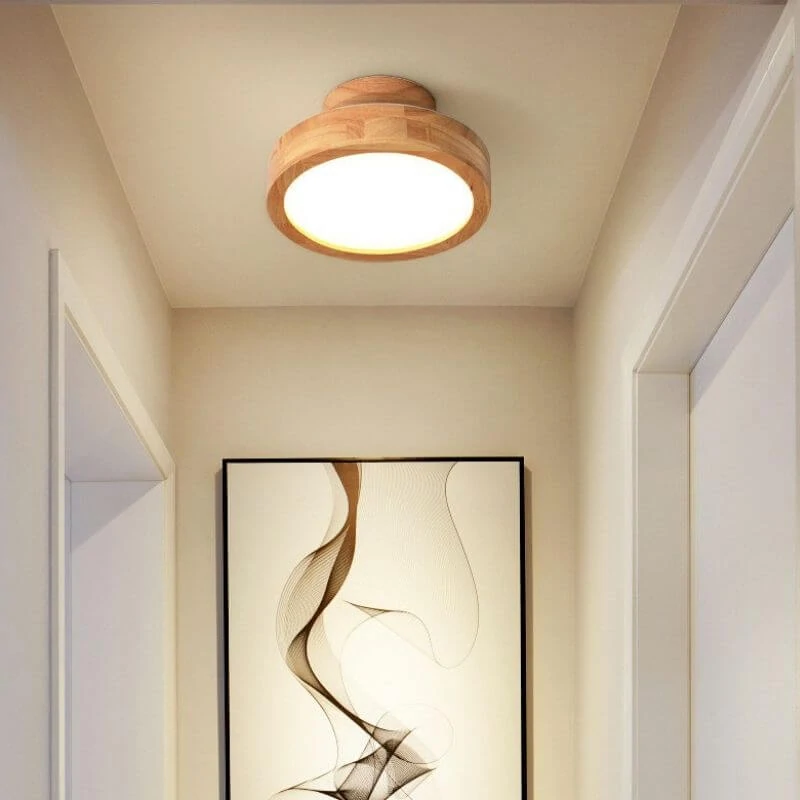 Simple Wooden Round Ceiling Light