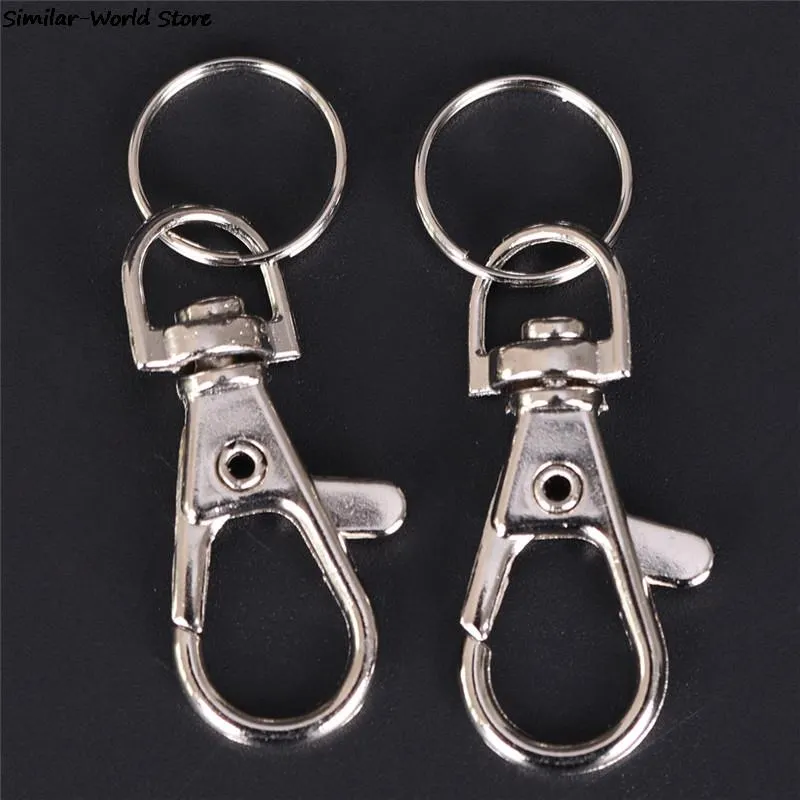 10pcs Key Chain Ring Metal Swivel Lobster Clasp Clips Classic Key Hooks Keychain Split Ring DIY Bag Jewelry Wholeales