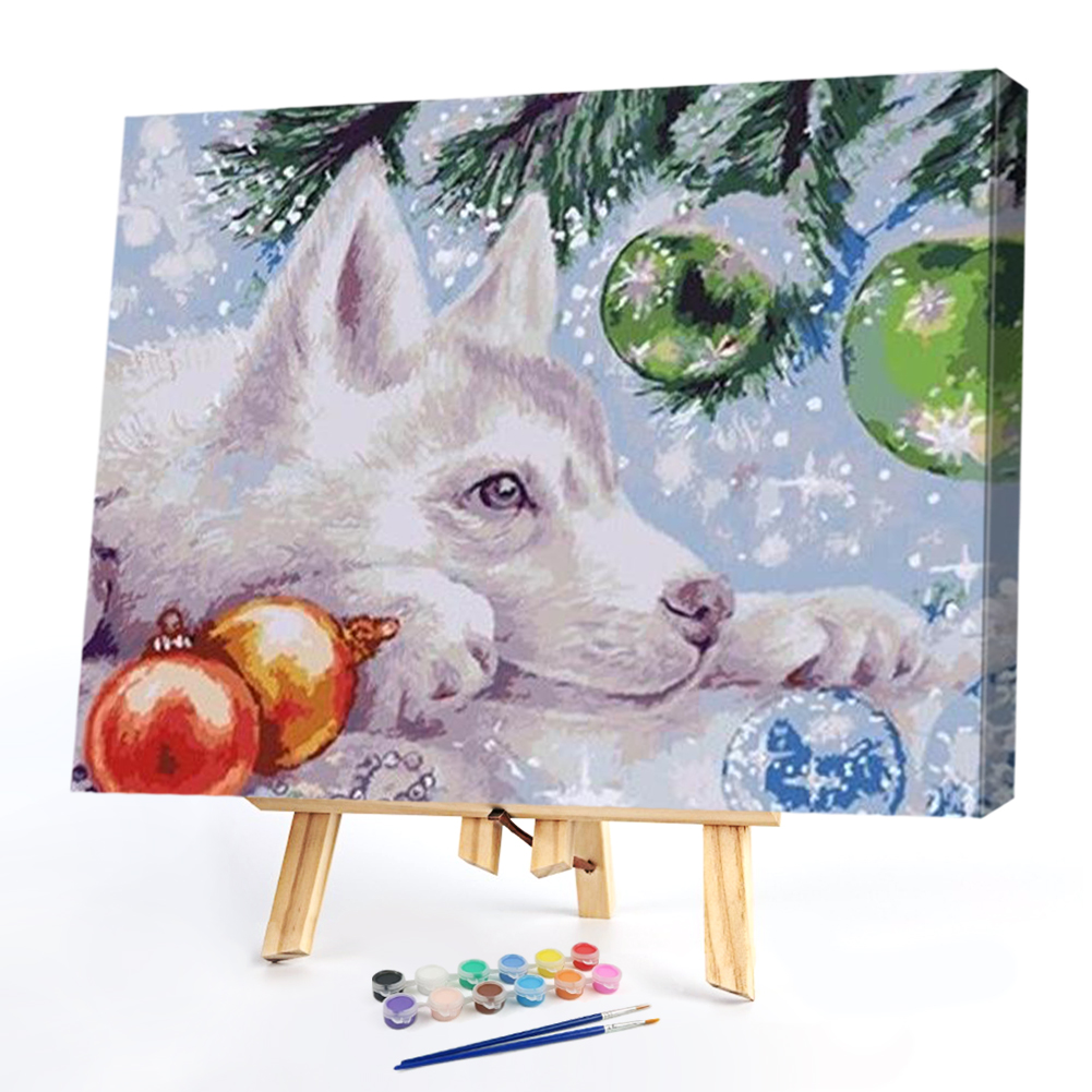 

50*40CM - Paint By Numbers - White Dog ing, 501 Original