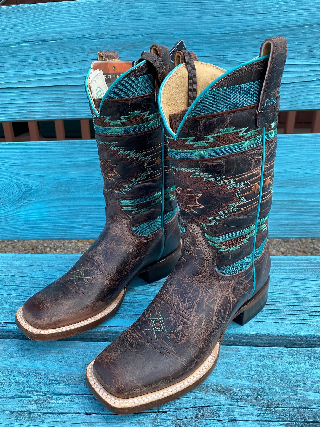 Roper Women's Concealed Carry & Cell Phone Holder Aztec Square Toe Western Boot 8252-8314