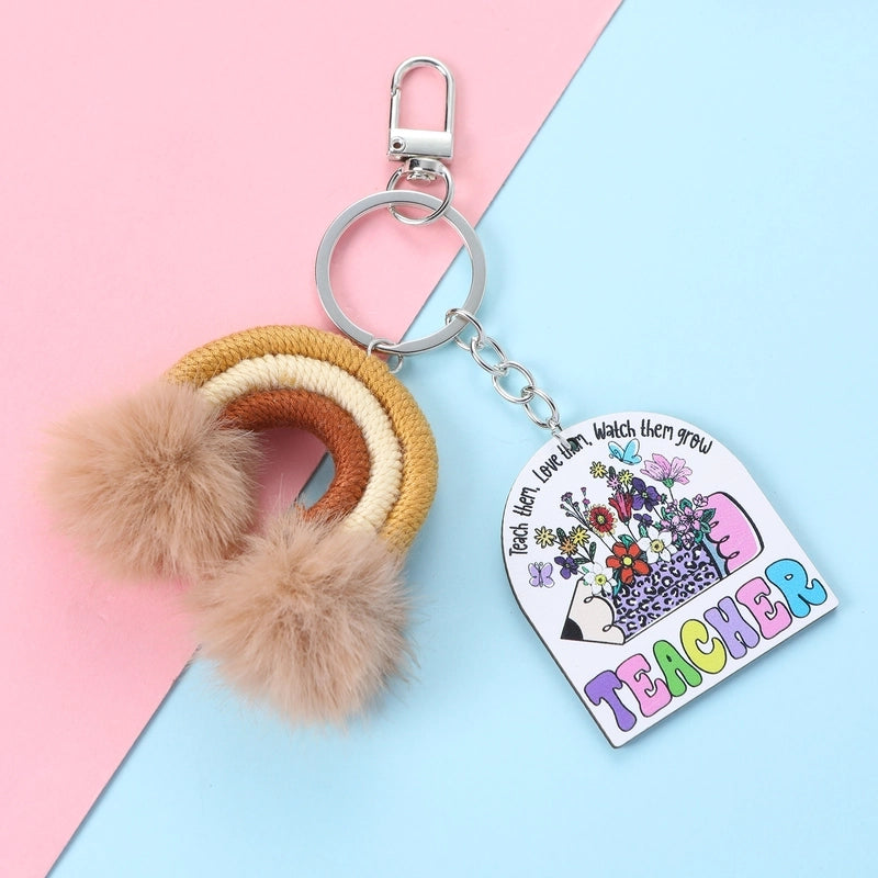 Cute Sweet Shiny Letter Rainbow Alloy Bag Pendant Keychain