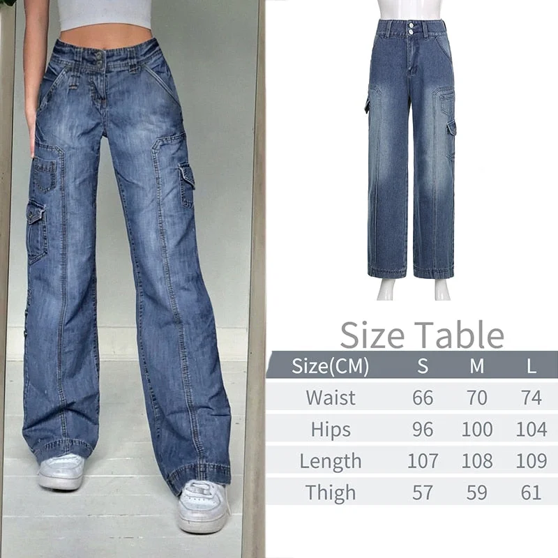 Tawnie Printed Baggy Y2K Jeans Women's Low Waist jeans 2022 Autumn Winter Oversize Wide Leg Baggy Pants Casual Cargo Trousers