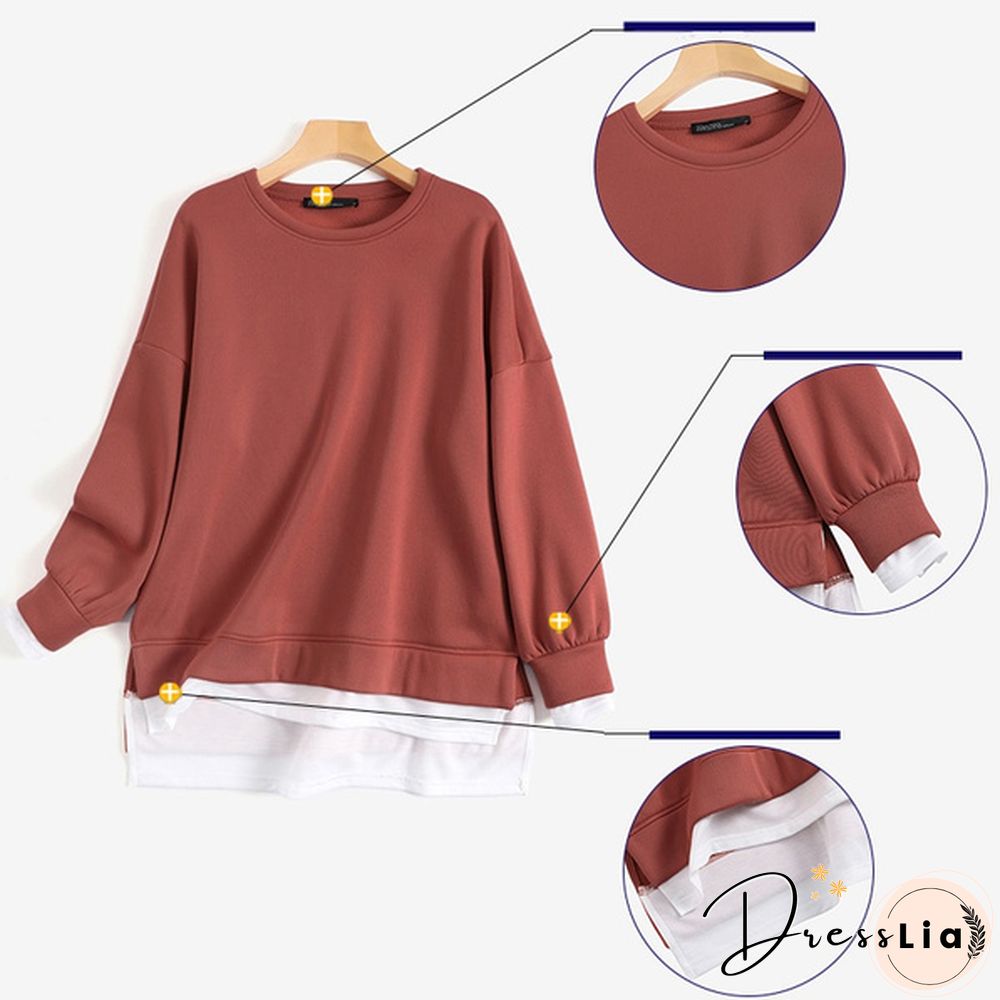 Plus Size Women Full Sleeved Winter Holiday Blouse Baggy Pullover Tops
