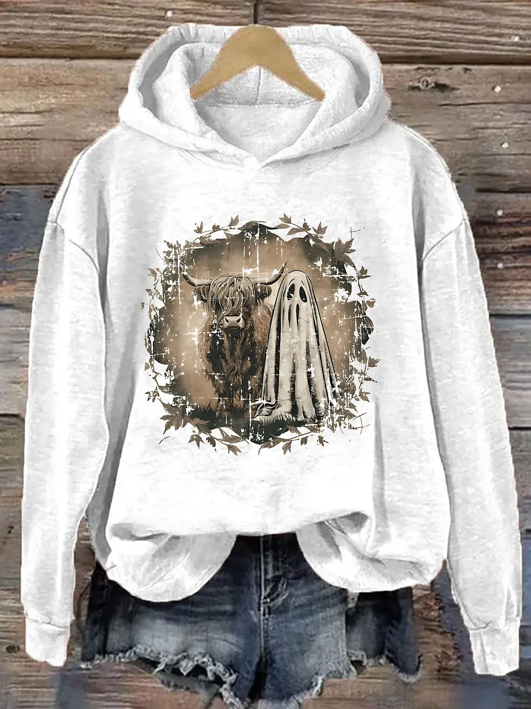 Highland Cow Ghost Hoodie