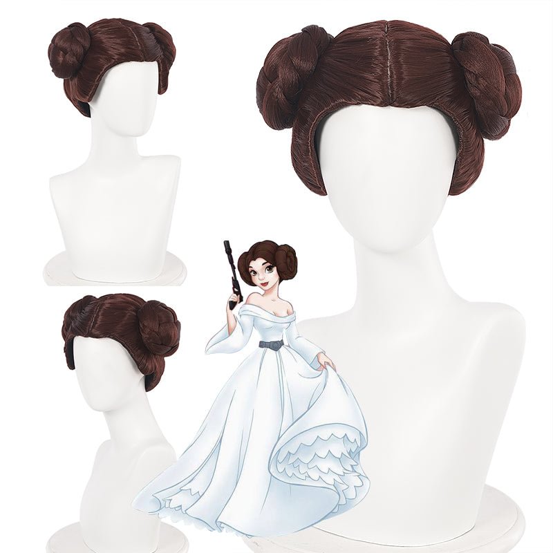 Brown Princess Leia Wig Cosplay Party Costume Hair-elleschic