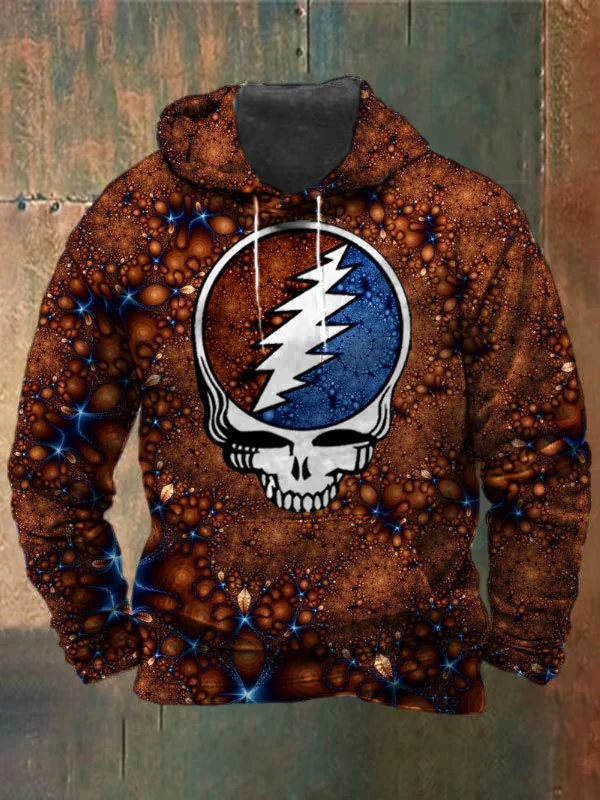 Unisex Fractals Skull Print Heavyweight Hoodies