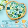 DIY Glass Mosaic Tiles Handmade Mixed Color Mosaic Kits with Wooden Coaster Kits