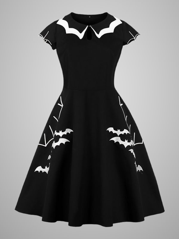 Dark Goth Tunic Short Sleeve Bat Vampire Dress
