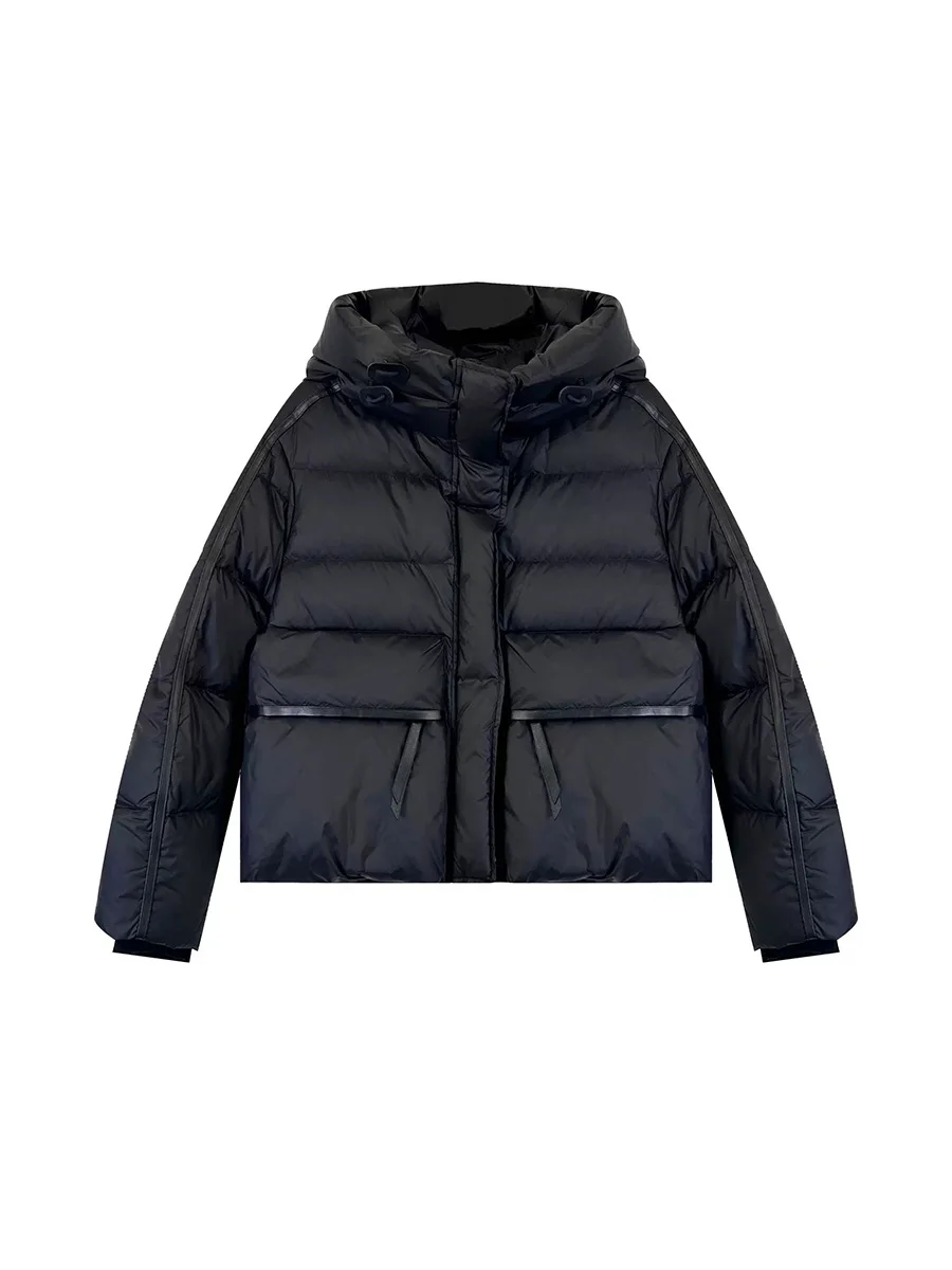 Woherb Advanced Sense Hooded Down Jacket Female 2424 New Fashion Design Sense Plus Thick White Duck Down Loose Bread Clothing Coat-Outfit Ideas