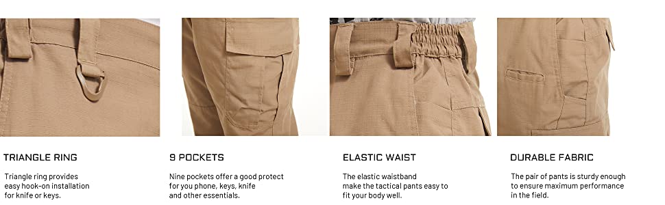 Men's Tactical 9 Pockets Ripstop, Water Repellent, Cargo Pants for Work, Hiking, Hunting pants