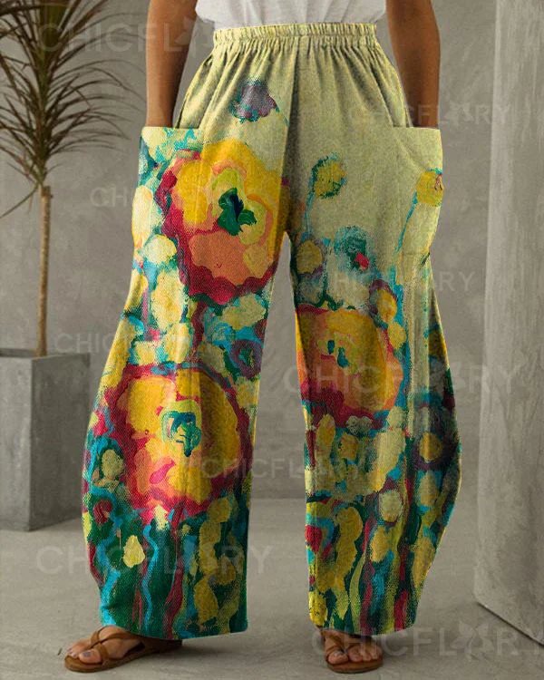 Women's Floral Print Loose Pants 