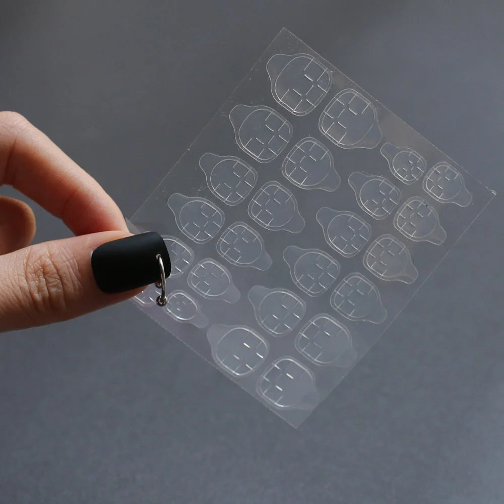 Transparent double-sided nail sticker Easy to tear Jelly nail stickers Environmental health false nails glue 10pcs-Nail Inspo