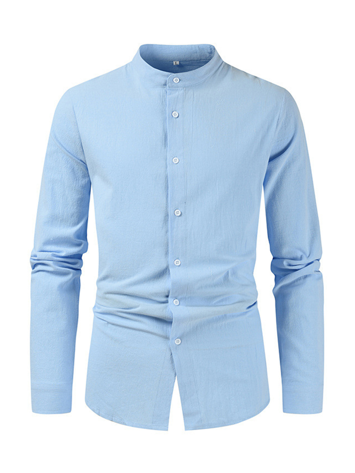 Men's solid color cotton and linen long sleeve shirt PLUSCLOTHESMAN